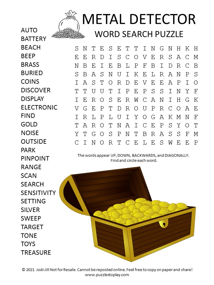 Metal Detector Word Search Puzzle