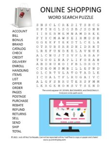 Online shopping word search puzzle