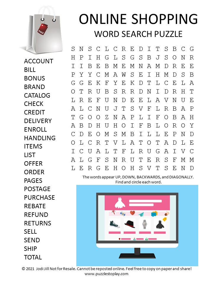 online shopping word search puzzle puzzles to play