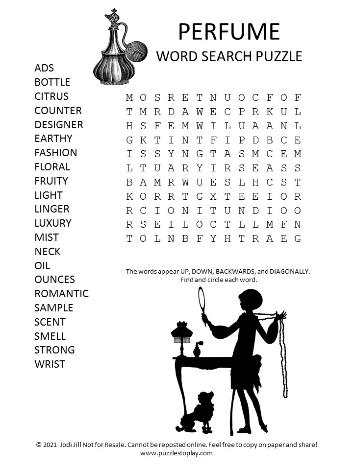 Perfume Word Search Puzzle