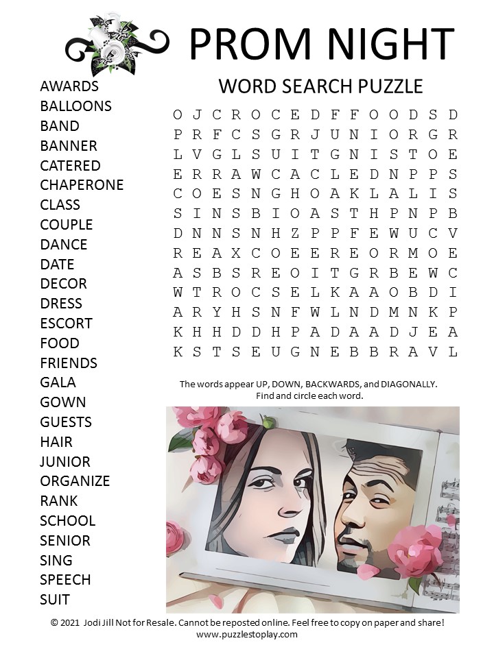 Prom Night Word Search Puzzle