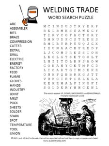 Welding Trade Word Search Puzzle