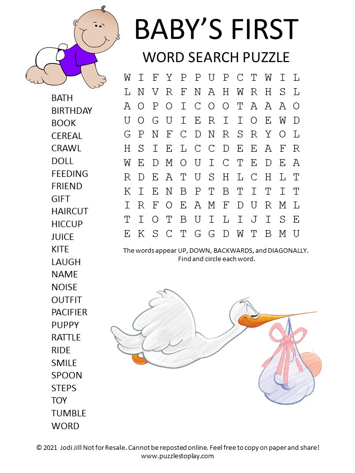 baby first word search puzzle
