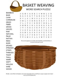 basket weaving word search puzzle