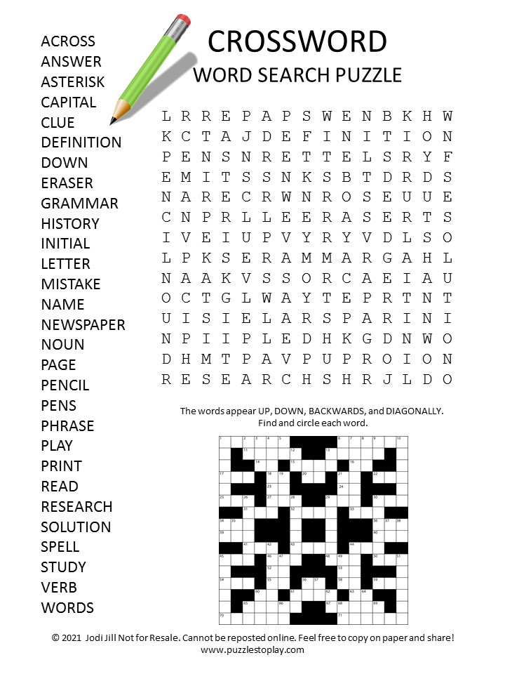 Crossword Word Search puzzle Puzzles to Play