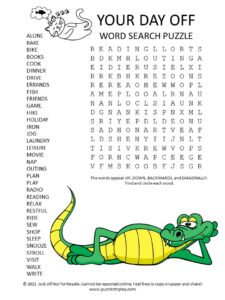 day off word search puzzle