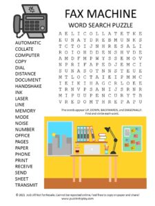 fax machine word search puzzle