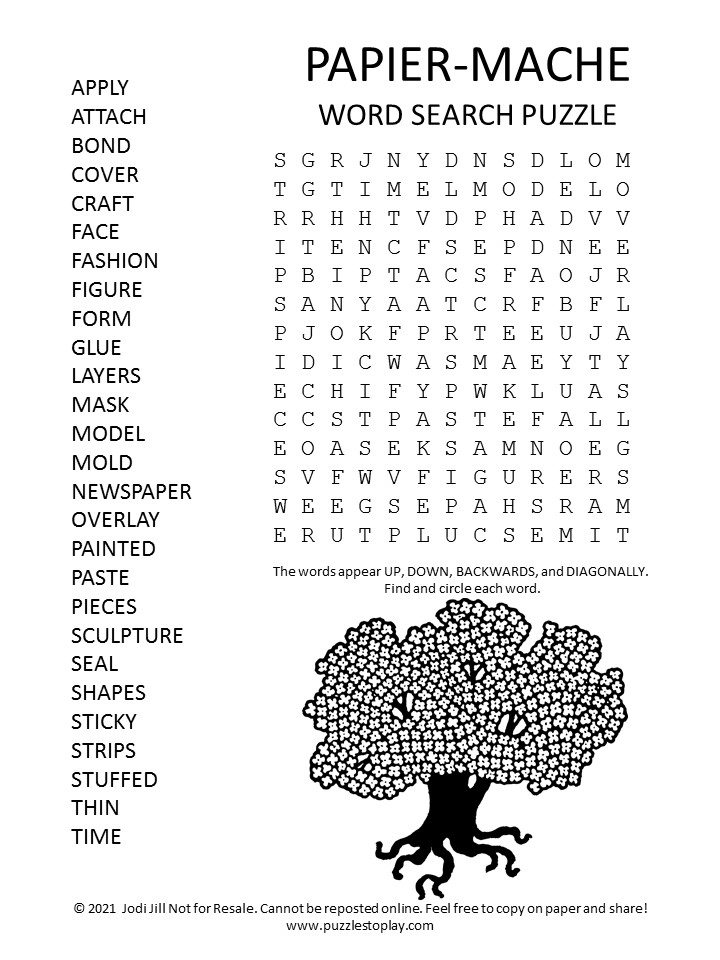 papier mache word search puzzle