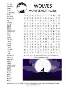 wolves word search puzzle