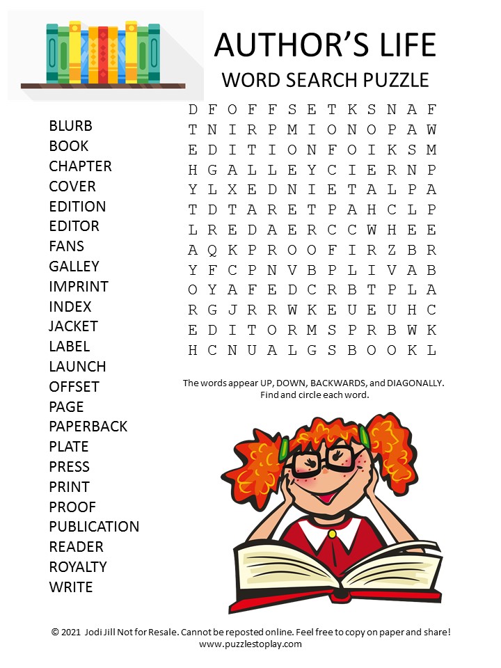 Authors Life Word Search Puzzle