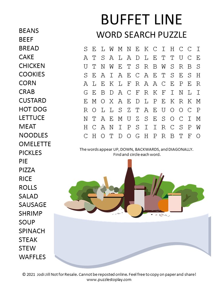 Buffet Line Word Search Puzzle