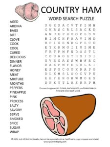 Country Ham Word Search Puzzle