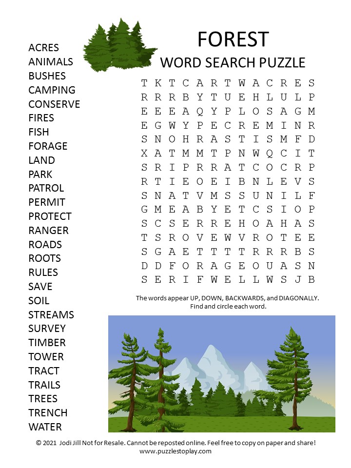 Forest Word Search Puzzle