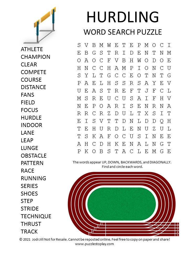 Hurdling Word Search Puzzle