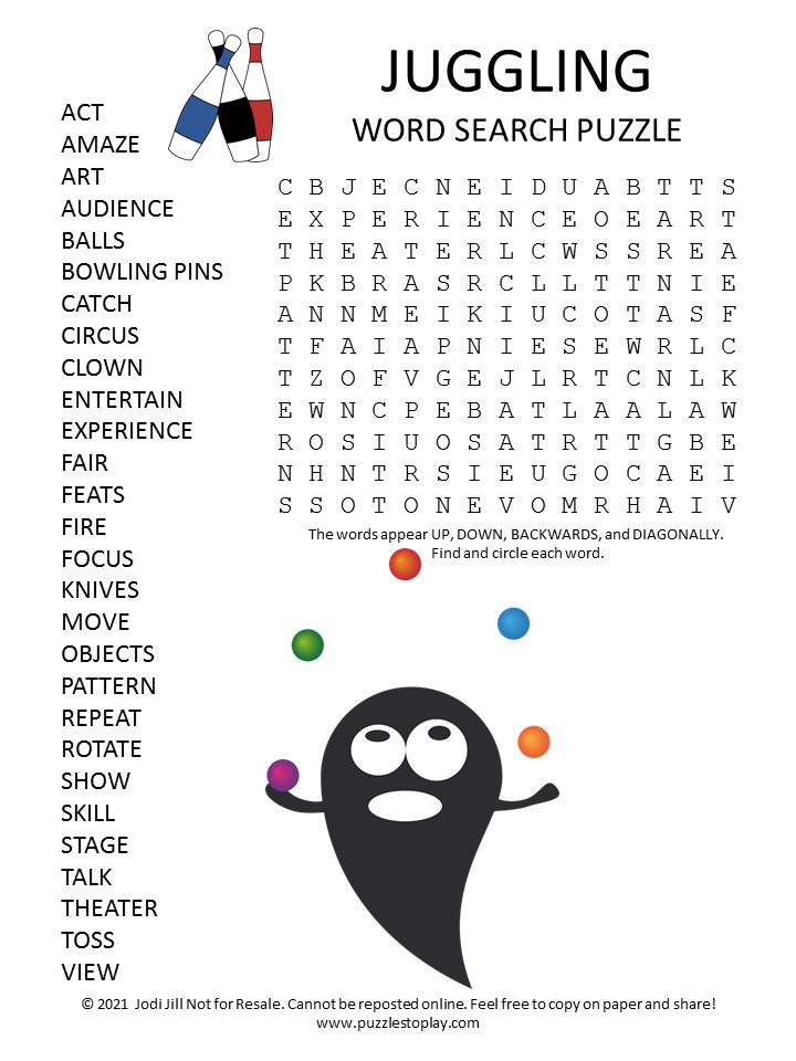 Juggling Word Search Puzzle