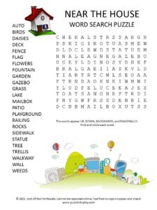 Near the House Word Search Puzzle