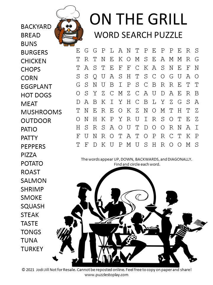 Barbecue Word Search Gambaran