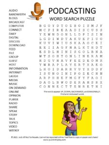 Podcasting Word Search Puzzle