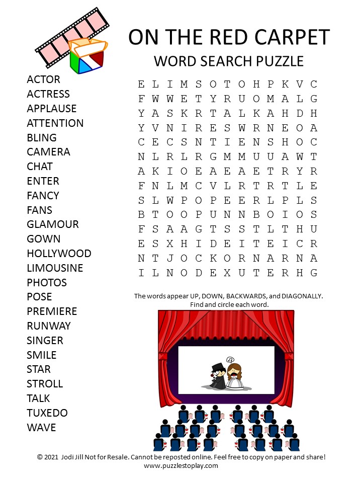 Red Carpet Word Search Puzzle