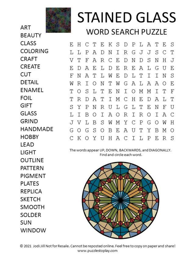 Stained Glass Word Search Puzzle Puzzles To Play