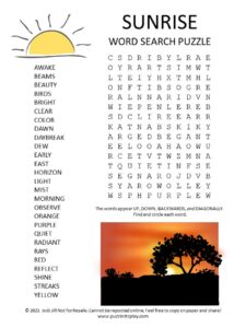 Sunrise Word Search Puzzle