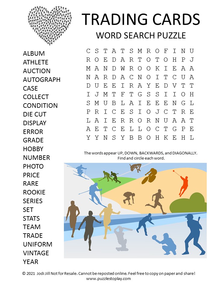 Trading Cards Word Search Puzzle