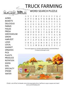 Truck Farming Word Search Puzzle