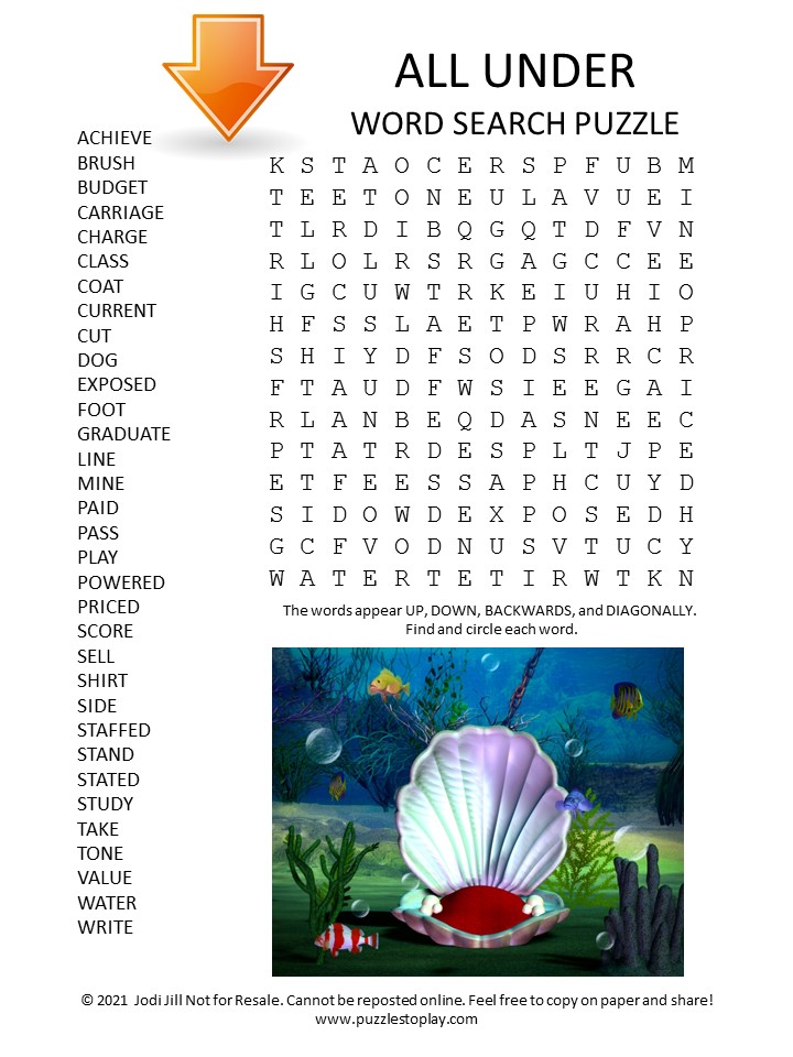 All Under Word Search Puzzle