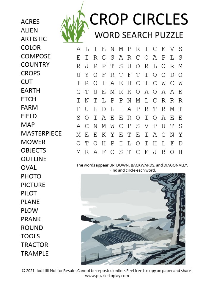 Crop Circles Word Search Puzzle Puzzles To Play