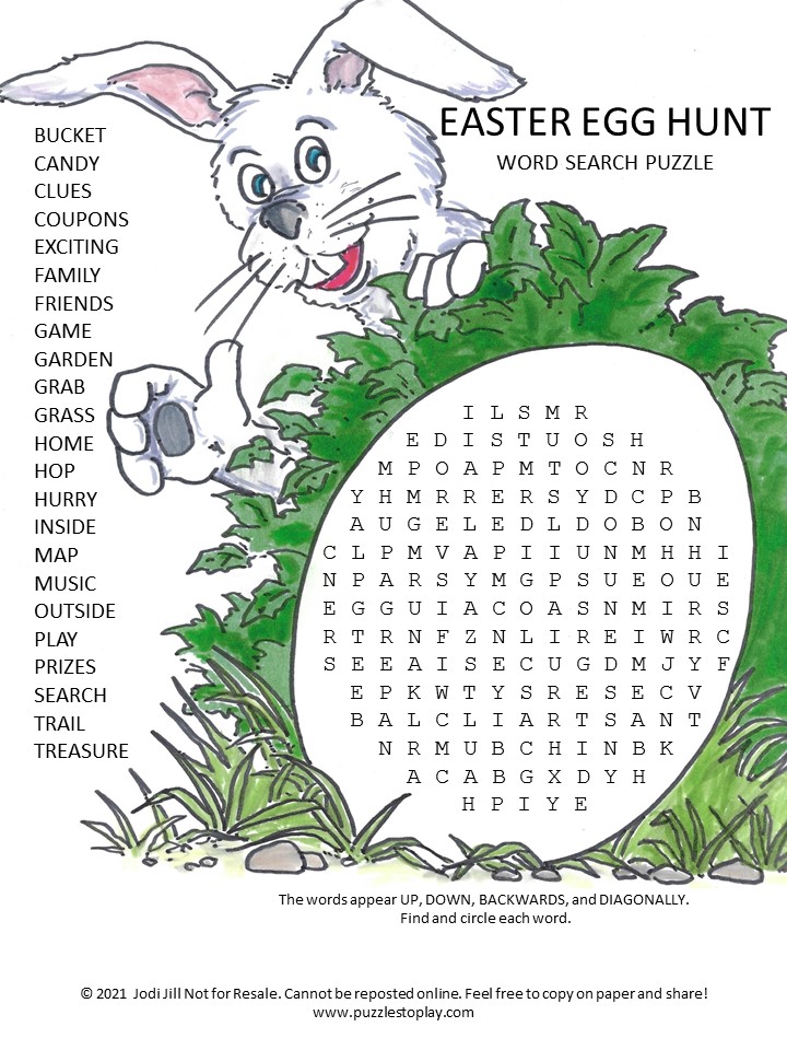 Easter Egg Hunt Word Search Puzzle Puzzles to Play