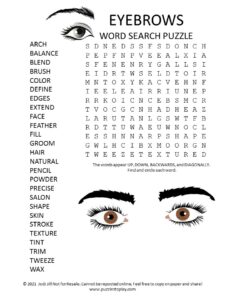 Eyebrows Word Search Puzzle