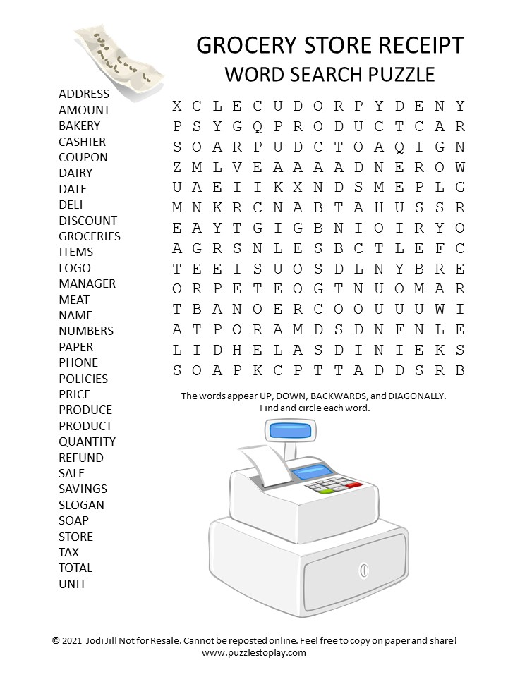 Grocery Store Word Search - Gambaran