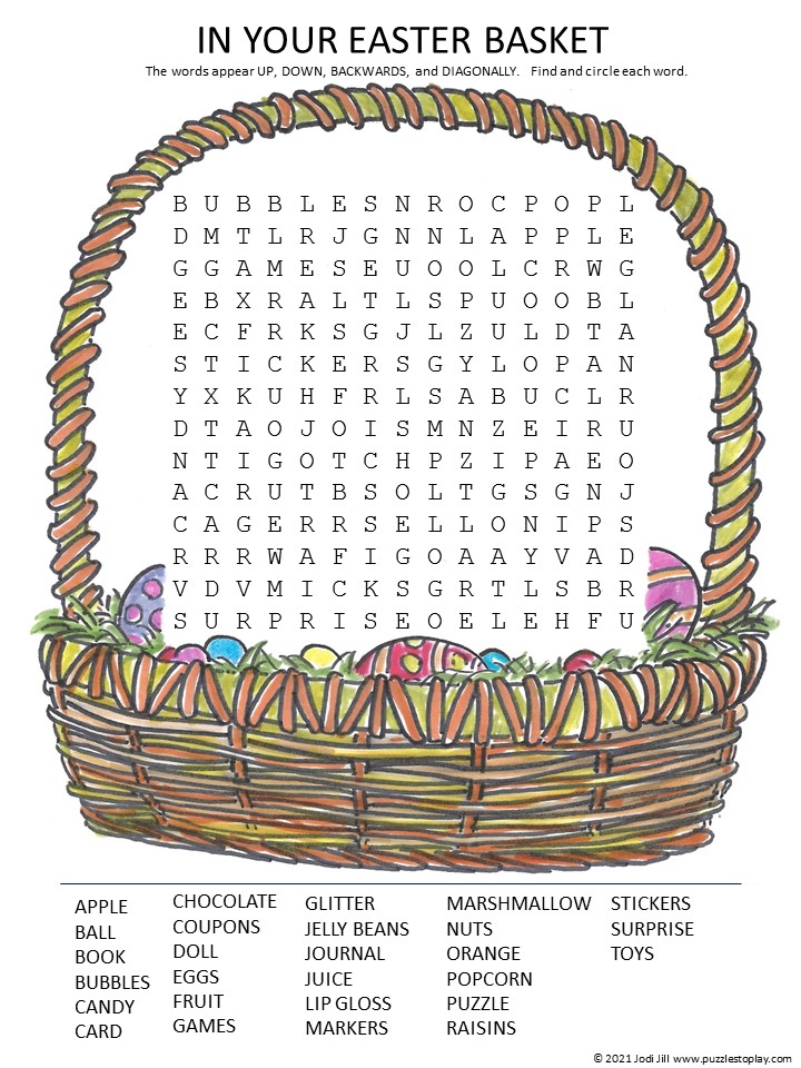 Easter Basket Word Search Puzzle Puzzles to Play