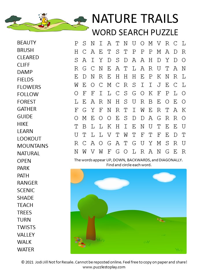 Nature Trails Word Search Puzzle
