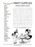 Party Supplies Word Search Puzzle