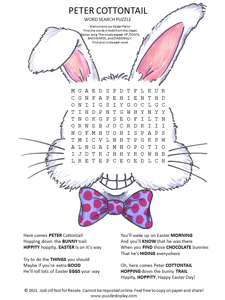 Rabbit Word Search Puzzle - Puzzles to Play