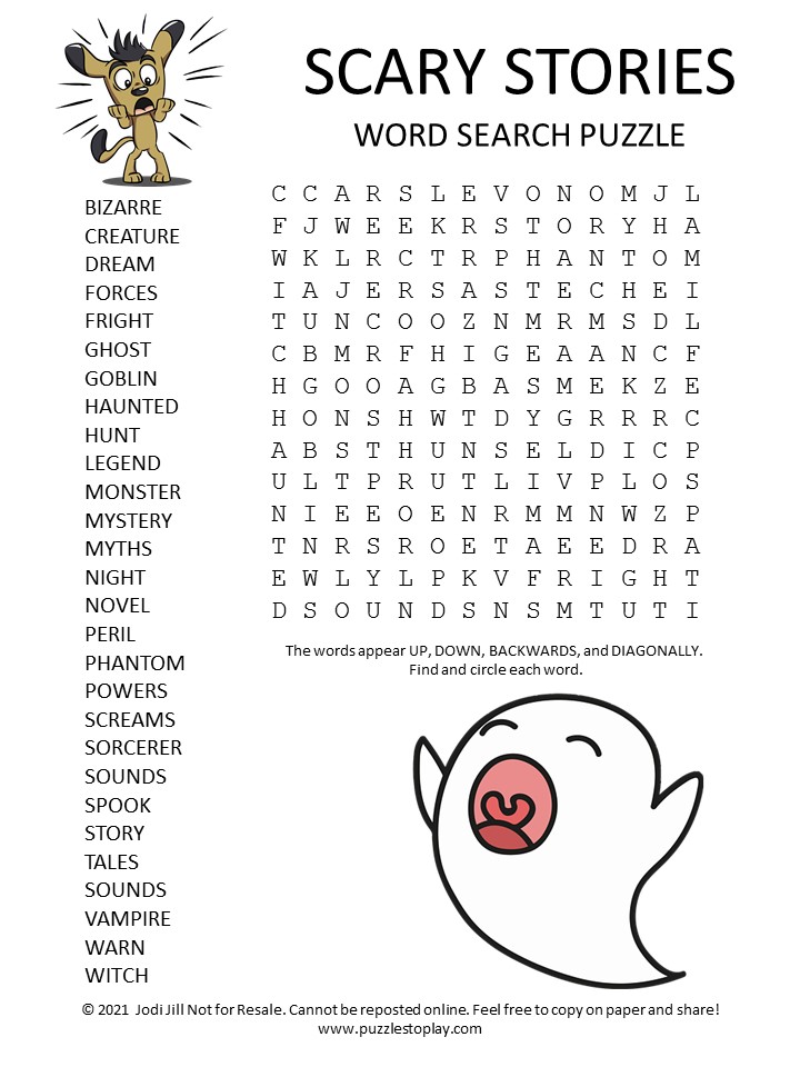 Scary Stories Word Search Puzzle