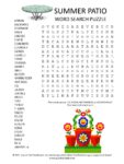 Summer Patio Word Search Puzzle