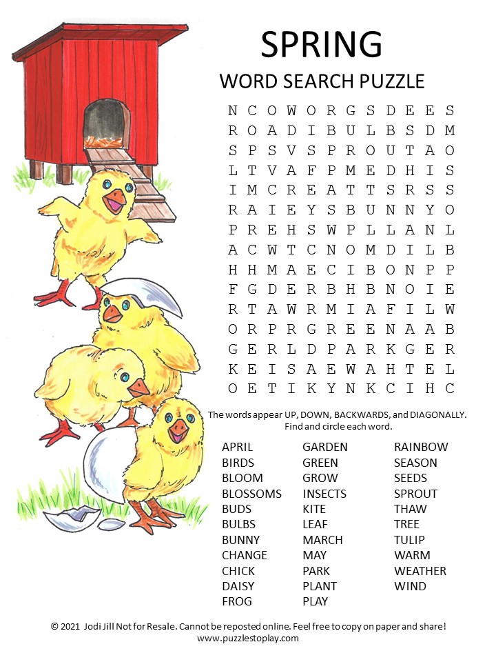 Time for Spring Word Search Puzzle