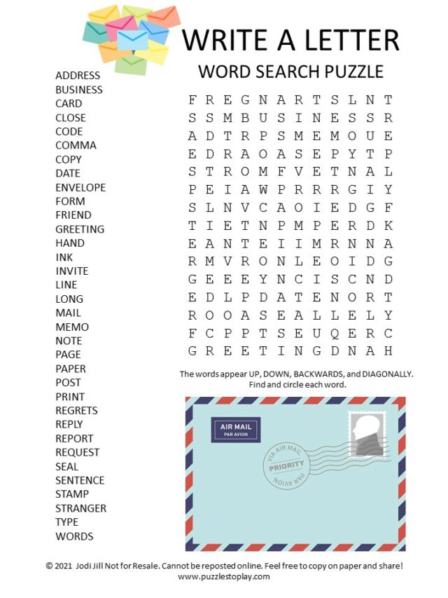 Write A Letter Word Search Puzzle Puzzles To Play