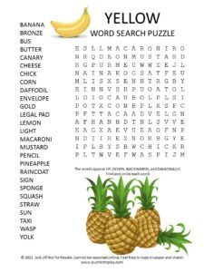 Yellow Word Search Puzzle