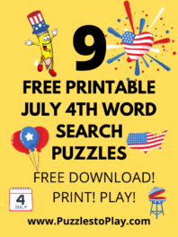 9 Free  July 4th Word Search Printable Puzzles