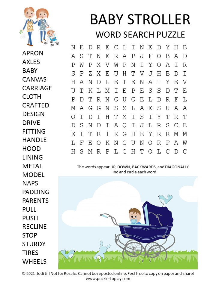 Baby Stroller Word Search Puzzle