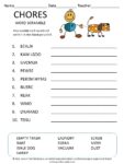Chores word scramble for kids