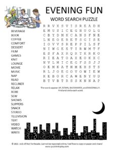 Evening Fun Word Search Puzzle