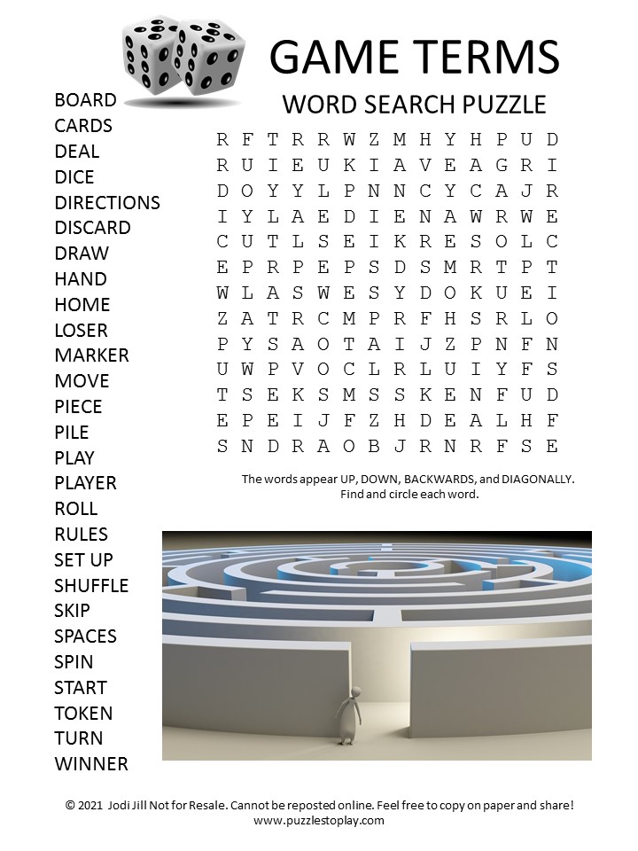 Game Terms Word Search Puzzle