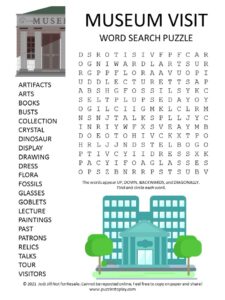 Museum Visit Word Search Puzzle