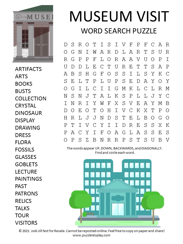 visit a museum word search pro