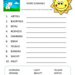 Sunrise word scramble for kids