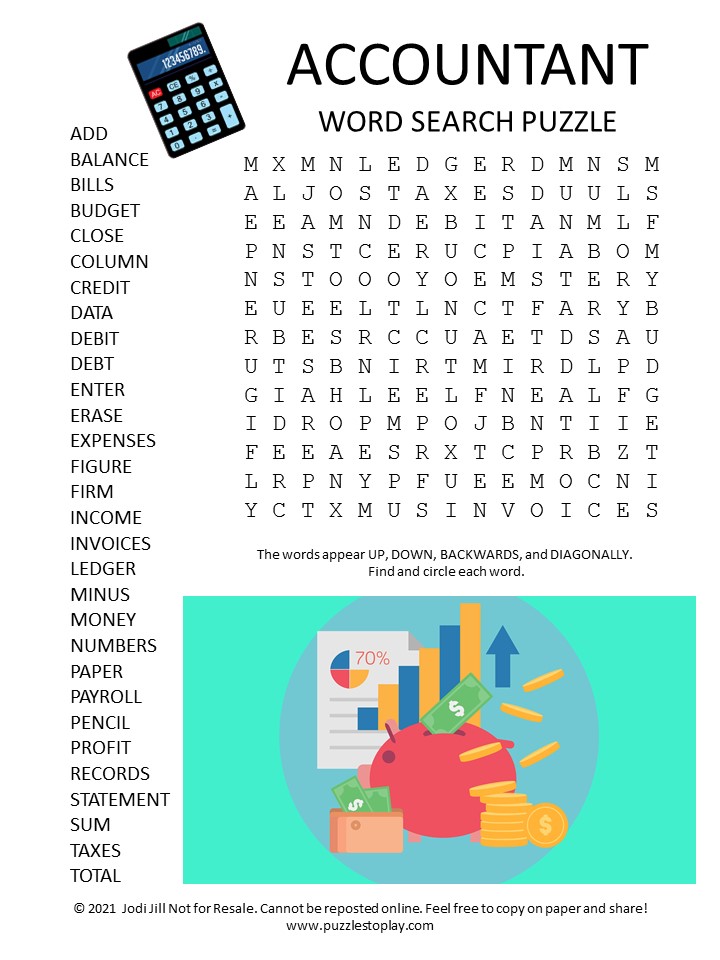 Accountant Word Search Puzzle